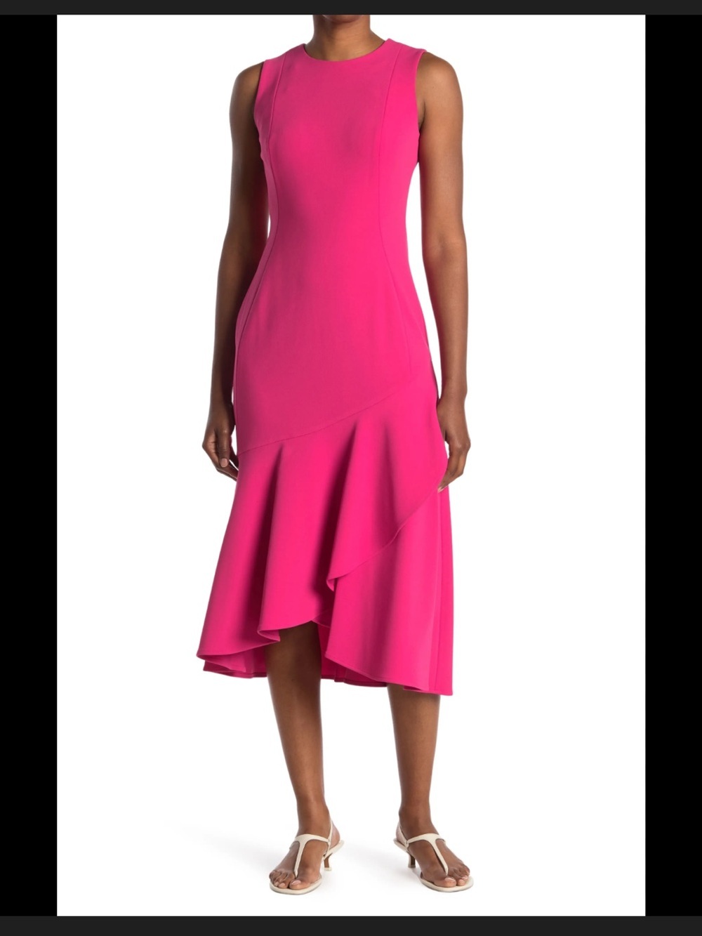 NWT Calvin Klein Sleeveless Ruffle Hem
Midi Dress In Bright Pink. Size 6 $119